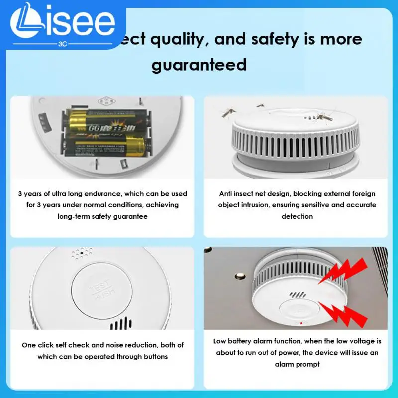 

Independent Smoke Detector Ease Of Use Fire Sound Alarm Leak Proof Design High Sensitivity Carbon Monoxide Sensor Low Power