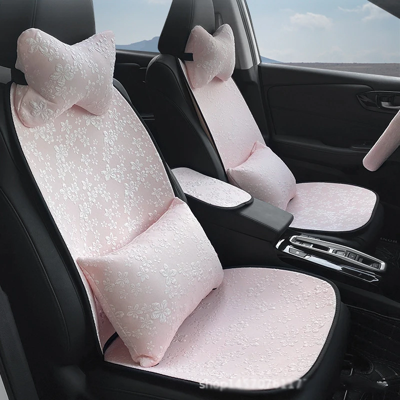 

Chinese Ancient Style Car Seat Cover Three-dimensional Jacquard Pink Car Cushion Girls Women Auto Interior Styling Universal