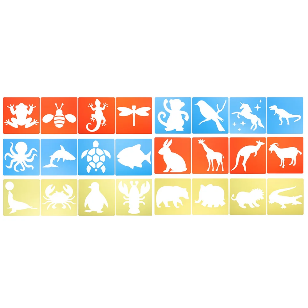 

24 Pcs Painting Template Reusable Stencils Craft Making DIY Templates Chalk Tools Kids Animals Shaped Drawing Washed