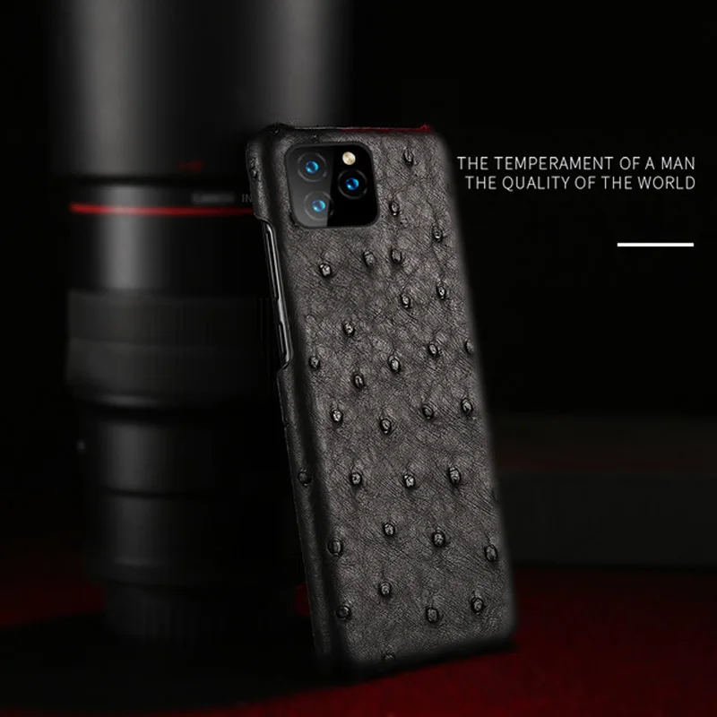 

Luxury Precious Real Ostrich Skin Slim Fhx-59R Phone Back Cover for iPhone 6S 7 8 Plus X XS MAX XR 11 11Pro MAX Phone Case