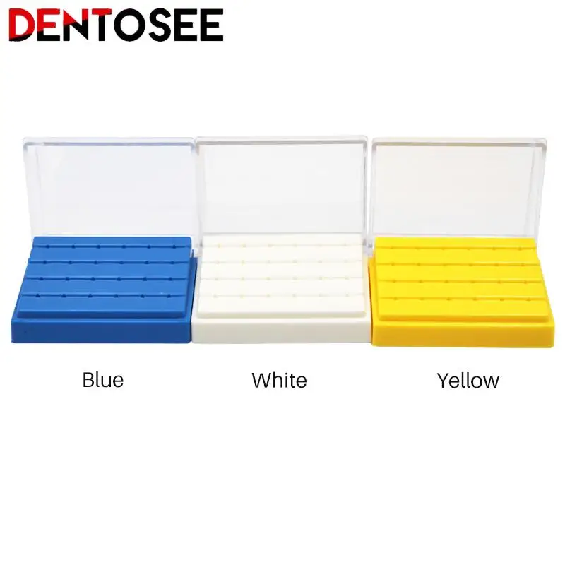 

24 Holes Plastic Dental Disinfection Bur Holder Carbide Burs Block Drills Case Box for Dentist Lab Equipment Blue/white/yellow