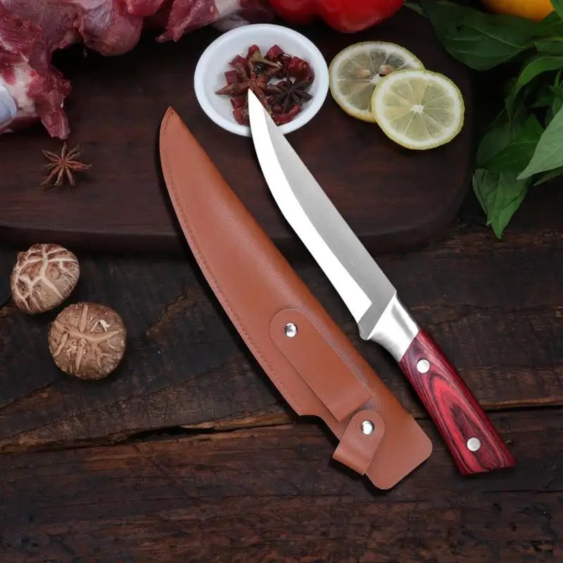 Wooden Handle German Chef Knife Splitting With Leather Case Household Meat Cleaver Multi-purpose KnifeBeef | Дом и сад