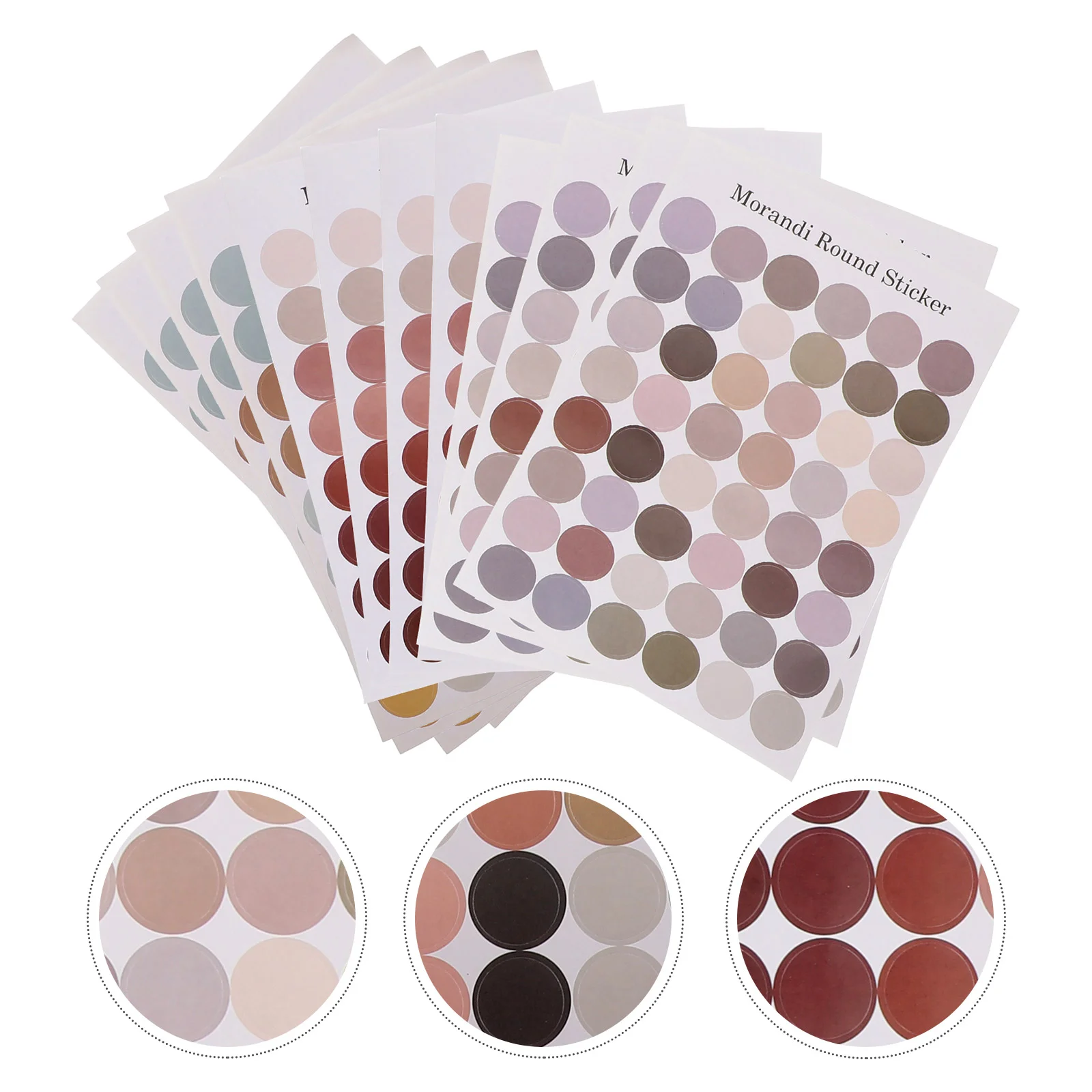 

12 листов, изящные круглые этикетки в горошек