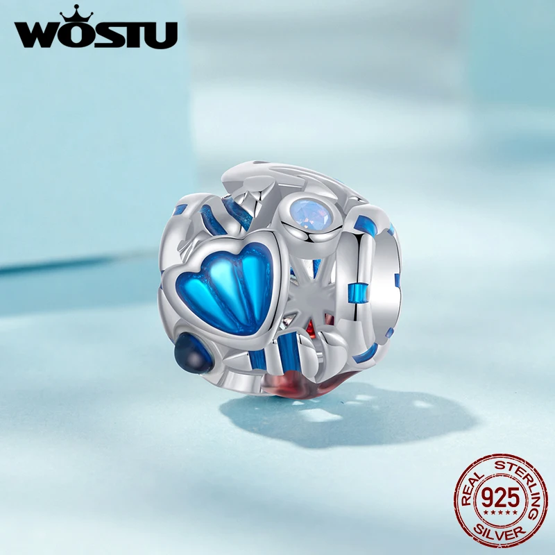 WOSTU настоящее серебро 925 пробы океан морская звезда и ракушка пробка бусина