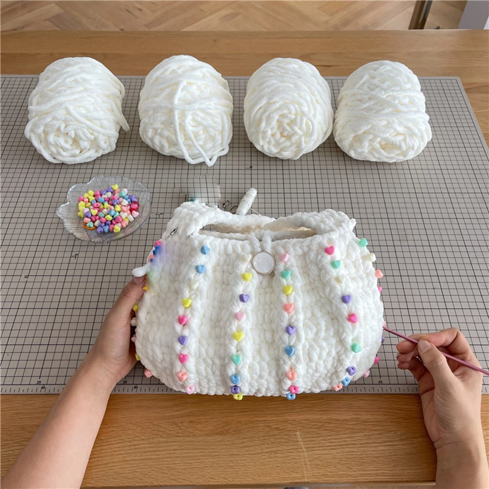 

Heart Button Wool Knitting DIY Material Set for Makeup Bag Handbag 0533