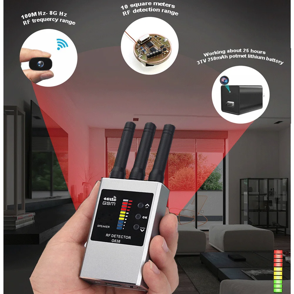 

RF Signal WiFi Camera Detector Detect Spy Gadgets Hotel Anti-Candid Shooting Hidden Mini Hotel Spy Cam Espion Invisible G638W