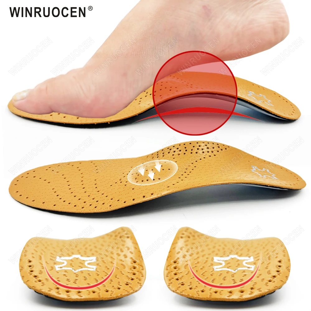 

Half/Full Leather Flat Feet Insole Arch Support Orthopedic Men Women O/X Leg Shoes Sole For Feet Suitable Corrected Pads