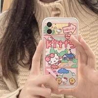sanrio kuromi hello kitty phone cases for iphone 13 12 11 pro max xr xs max 8 x 7 se transparent soft shell