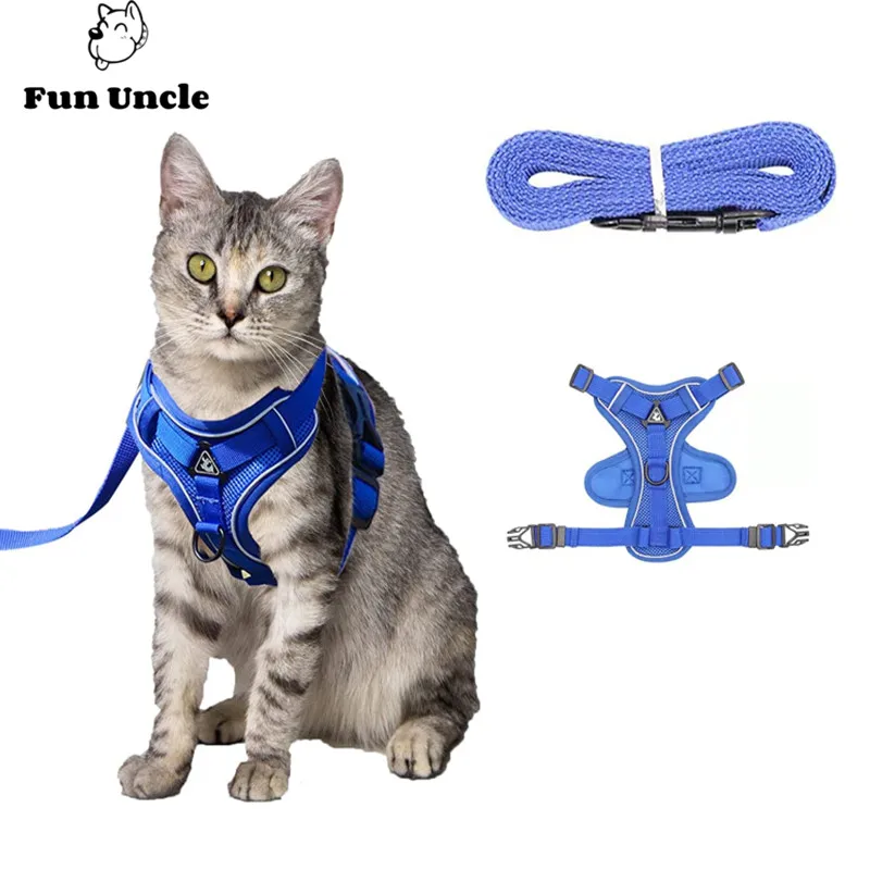 Cat Harness and Leash for Walking, Escape Proof Adjustable Vest Harness for Cat, Easy Control Breathable Reflective Strips Jacke