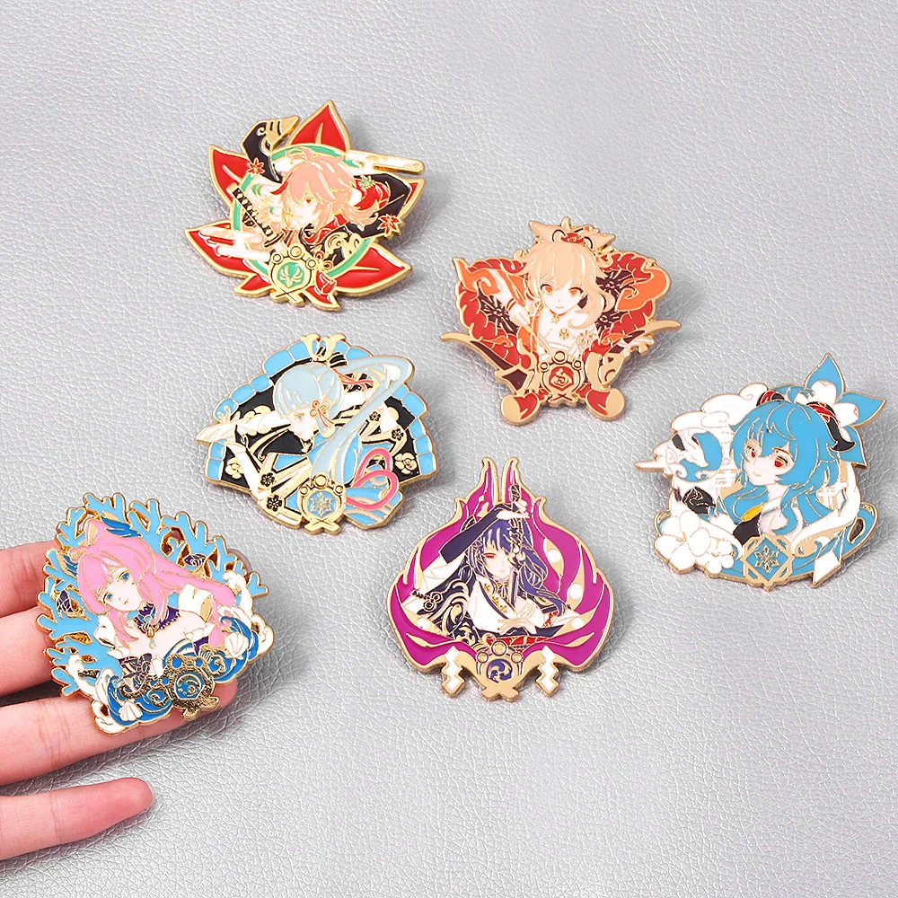 

Genshin Impact Kazuha Gan Yu Raiden Shogun Xiaogong Badges Cosplay Anime Genshin Cartoon Metal Pins Brooches Birthday Gifts