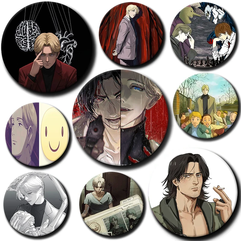 Фото Мягкий значок-пин с персонажами манги Johan Liebert, Tenma Kenzo, Monster Anime, брошь, украшение для сумки, аксессуары, подарки для фанатов и друзей №1