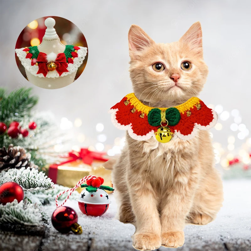

Cute Christmas Pet Costumes Cosplay Cat bib New Year For Small Dog Cat Kitten Puppy Dress Kawaii Clothes Cat Accessoties Gift
