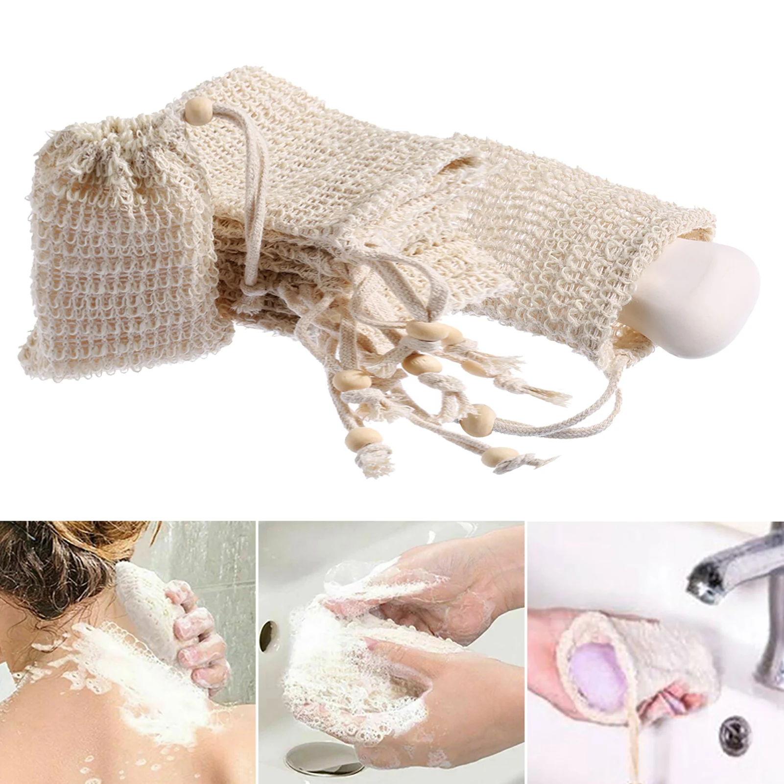 

10pcs Hemp Soap Bag Blister Ramie Mesh Soap Storage Bags Foam Maker Double-layer Net Bags Foaming Easy Bubble Soap Holder
