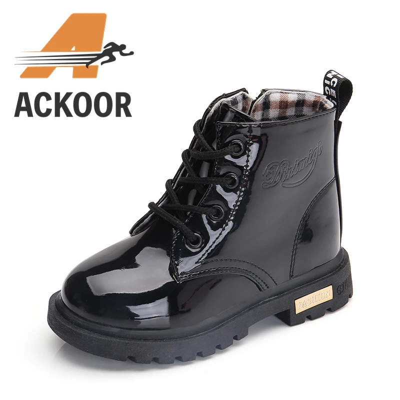 

2022 New Winter Children Shoes PU Leather Waterproof Martin Boots Kids Snow Boots Brand Girls Boys Rubber Boots Fashion Sneakers