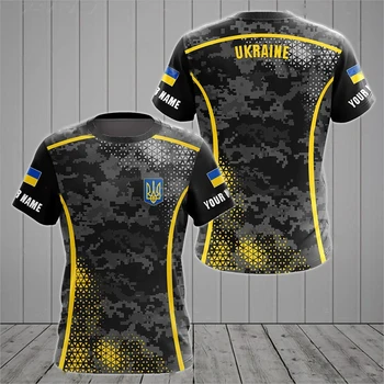 UKRAINE Men's T-Shirt Summer Short Sleeve Ukraine National Emblem Flag Print Fashion Round Neck Pullover Shirt Men's Clothing 5