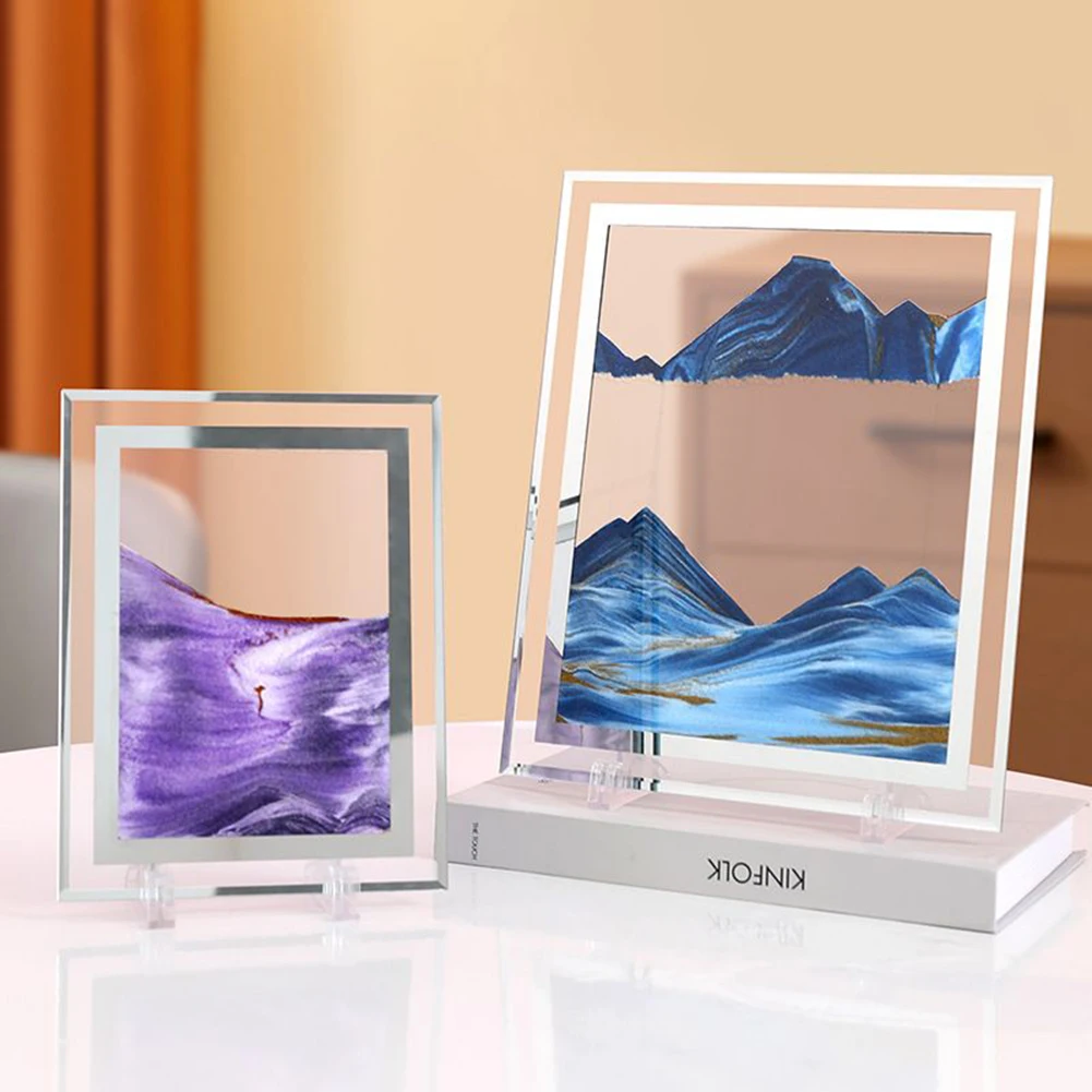 

Sandscape Moving Sand Art Picture Round Moving Hourglass 3D Mountain Sandscape Motion Display Flowing Sand Painting Home Decor