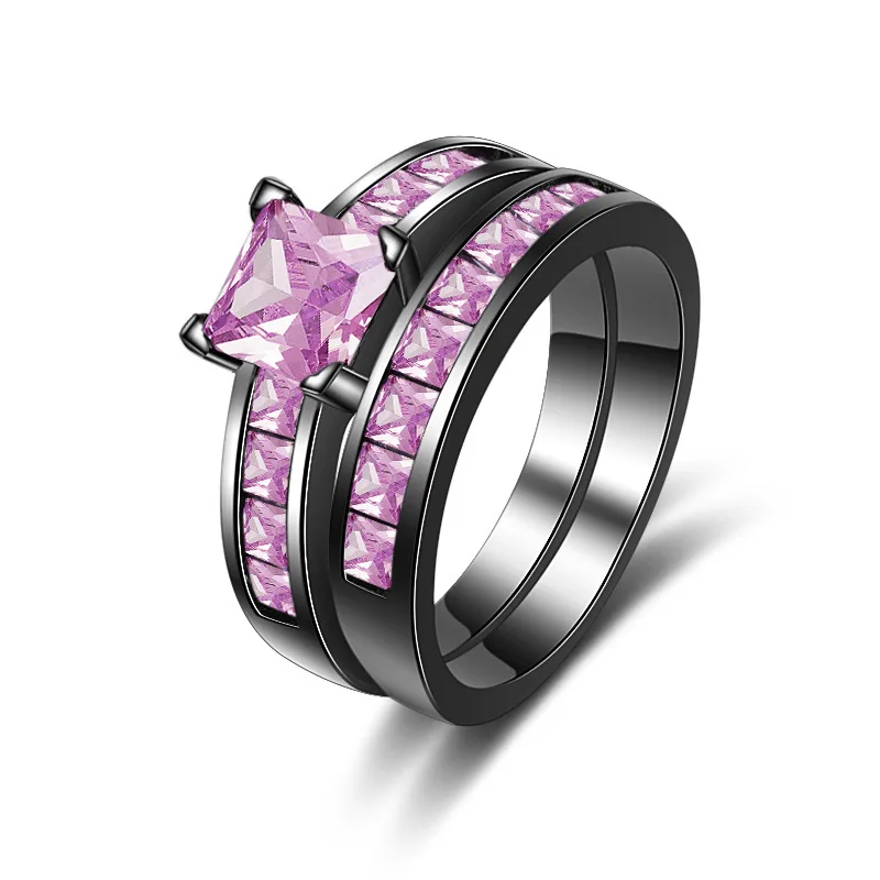 

Ювелирные изделия из стерлингового серебра S925 пробы, горячая Распродажа, Европейский и американский стиль, Двухслойное кольцо с розовым цирконием, бриллианты, ювелирные изделия