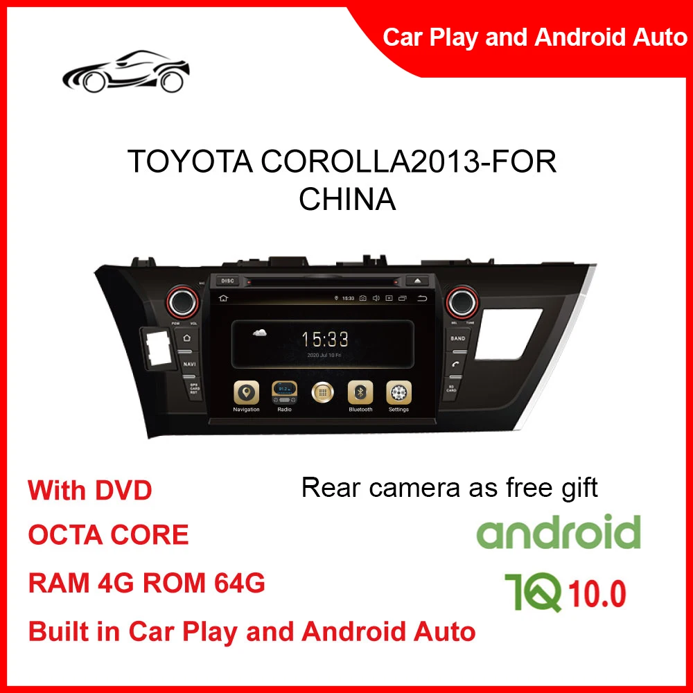 

CUSP Big Screen Car Alarm With GPS Tracking System For TOYOTA COROLLA 2013- 8inch RAM 4G ROM 64 Car Radio DVD Player Car Play