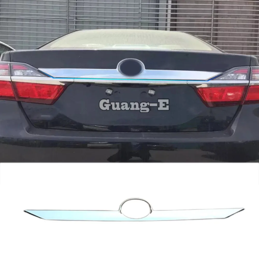 

For Toyota Camry 2015 2016 2017 Car Trunk Style Stick Rear Back Bumper Cover ABS Chrome Wrap License Trim Frame Lamp Panel Hood