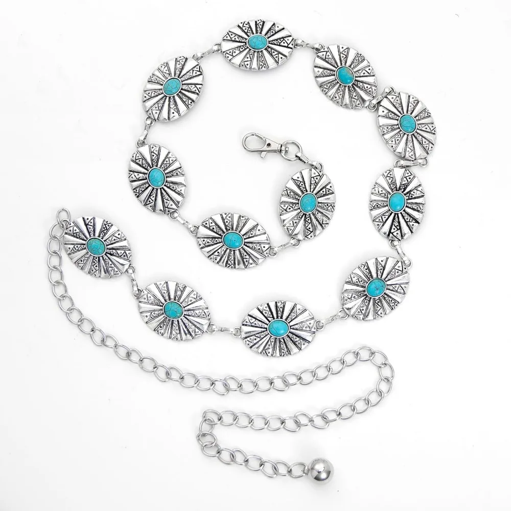 Женский ремень Farmington Concho классический с металлическими звеньями в западном