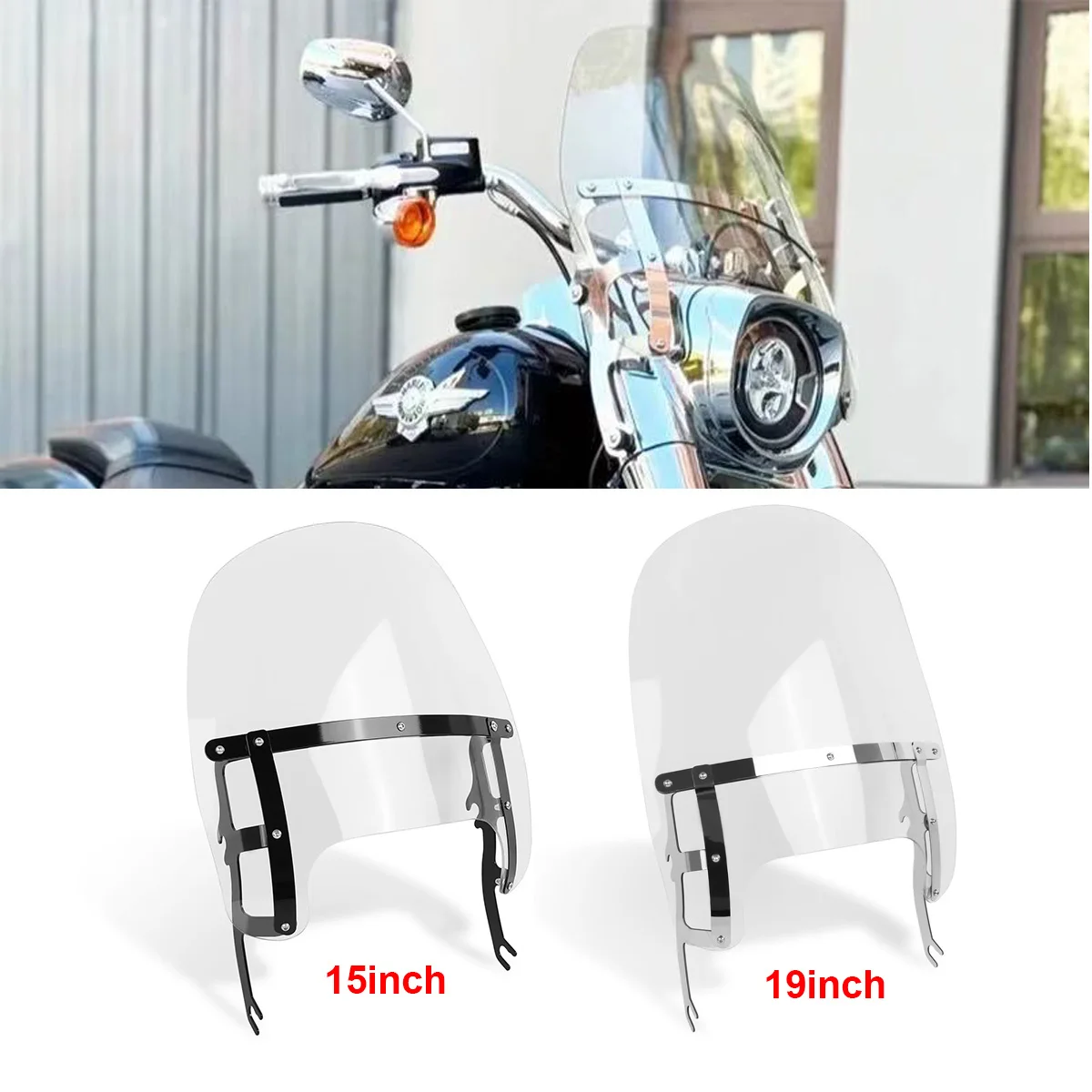 Фото Ветровое стекло для мотоцикла, ветроотражатель для Harley Fat Boy Softail FLFB 114 FLFBS Slim 2018-2026 №1