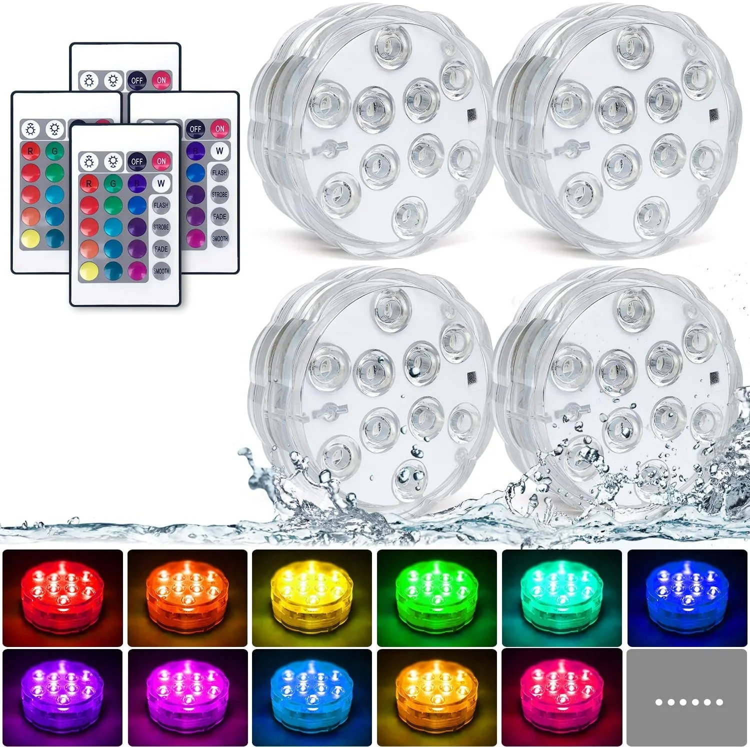 

Remote Controlled 10Led Pool Light RGB Submersible Lights Battery Operated Underwater Night Lamp Outdoor Garden Party Decoration