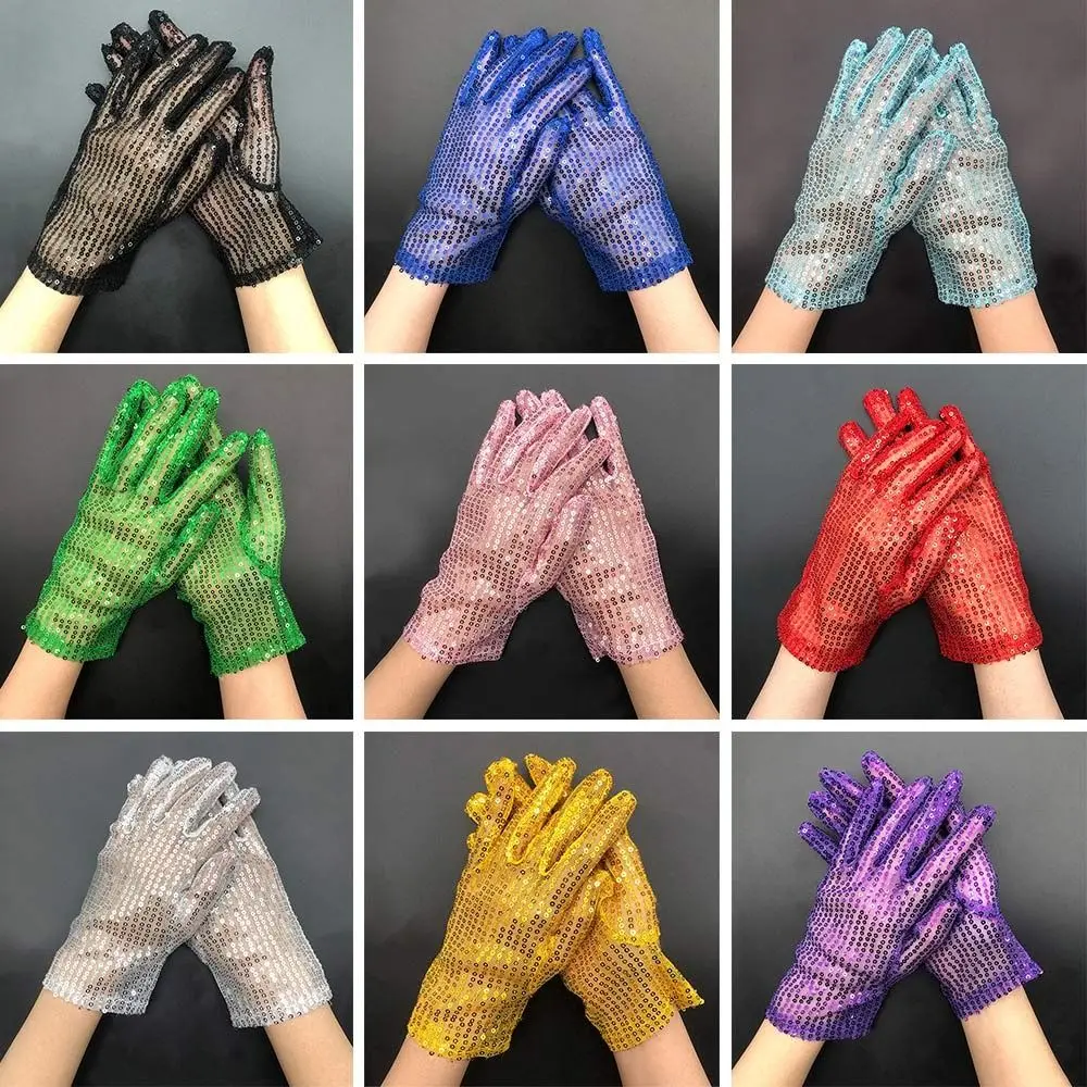 

Adult Stage Performance Hip Hop Halloween Cosplay Personality Sequins Gloves Magic Gloves Props Gloves
