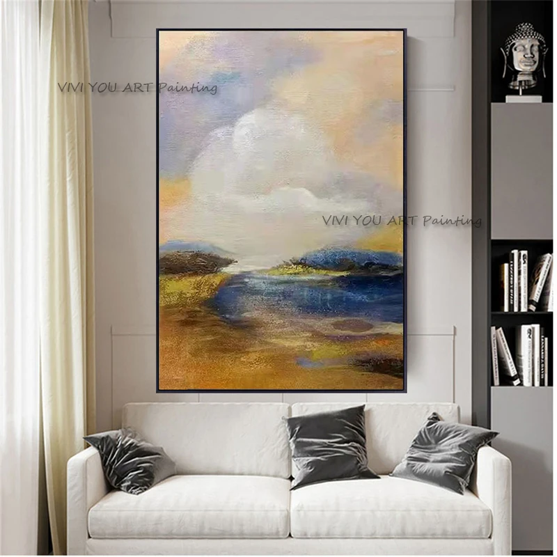 

Hot Handmade Sea Oil Paintings Modern Abstract Porch Nature Room Decor Canvas Painting Large-size Mural Picture for Bed Room