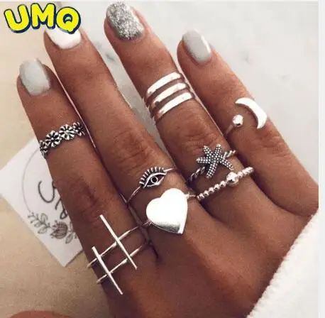 

51278 Hanzhishangfeng сплав Любовь соединение копия чистого 24-каратного золота набор колец 10 штук Комбинация креативные 18K золото ювелирные изделия