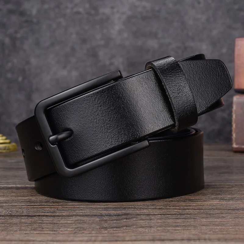 new fashion classice vintage black pin buckle leather belt male belt men cow genuine leather luxury strap male belts for men