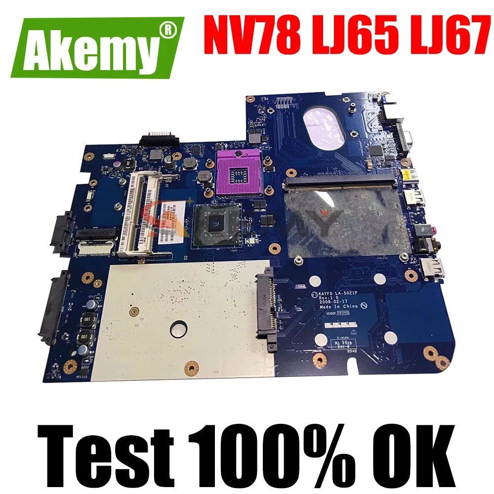 

AKEMY KAYF0 MBKAYF08989 LA-5021P laptop Motherboard for Gateway NV78 LJ65 LJ67 intel DDR3 MB.KAYF08.989 Mainboard