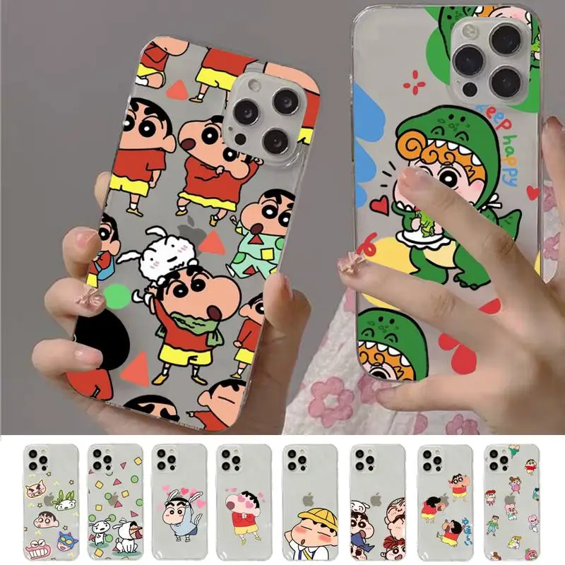 

Cartoon C-Crayon S-Shin-chan Phone Case For iPhone 13 14 Pro Max XS XR 12 11 Pro 13 Mini 6 7 8 Plus Soft Clear Back Cover