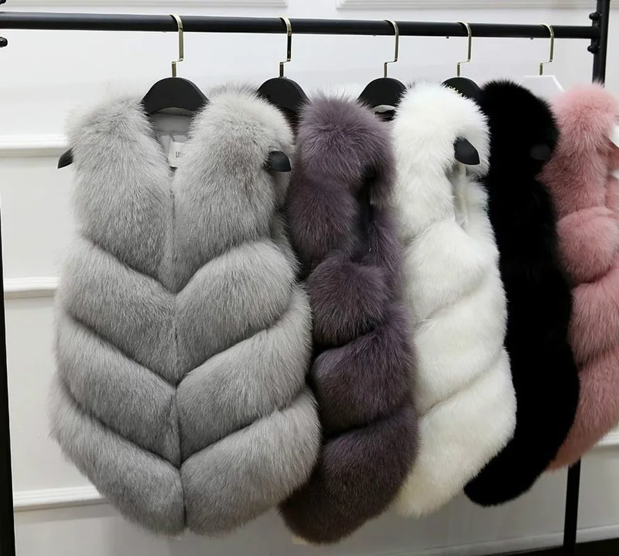 Female Faux Fur Gilet Furry O-Neck Clothing Jackets Women Winter Fake Fur Coat Jacket 2021 Fashion Sleeveless Solid Outerwear