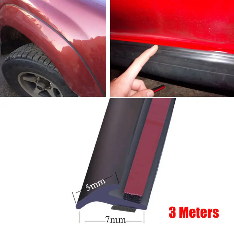 

3 Meter Rubber Car Door Sealing Strip T-Type Noise Insulation Weatherstrip For Front Rear Bumper Side Skirt Fender