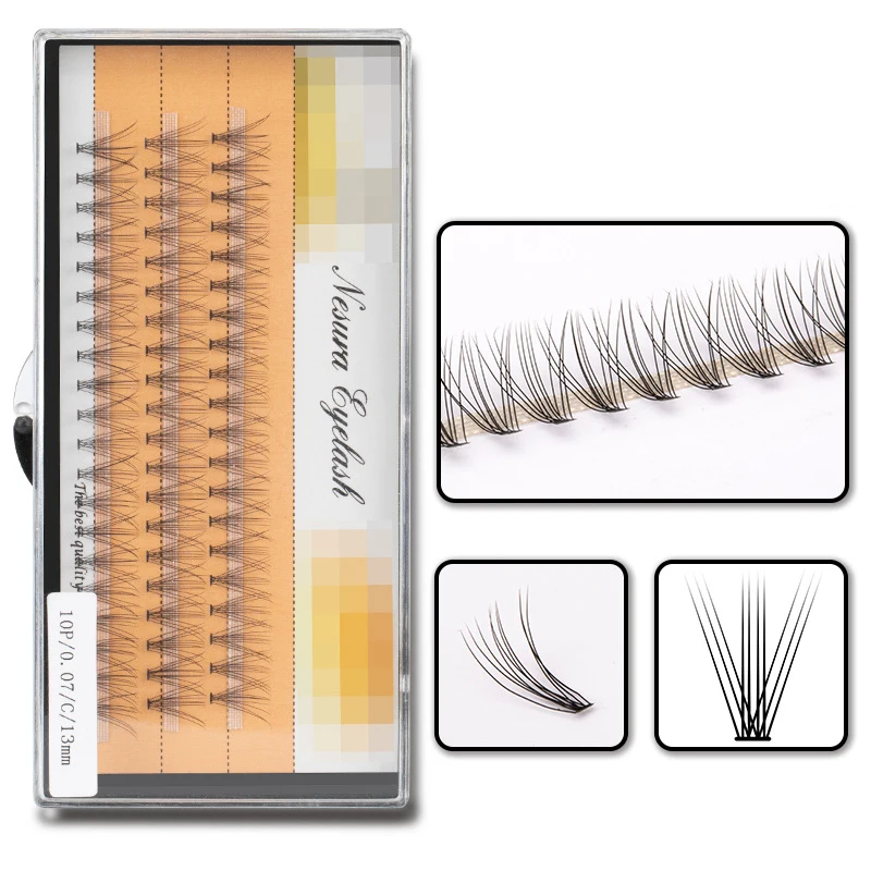 

60 bundles 10D Eyelash Extensions 0.07mm Thickness true Mink Strip Eyelashes Individual Lashes Natural 12mm Style