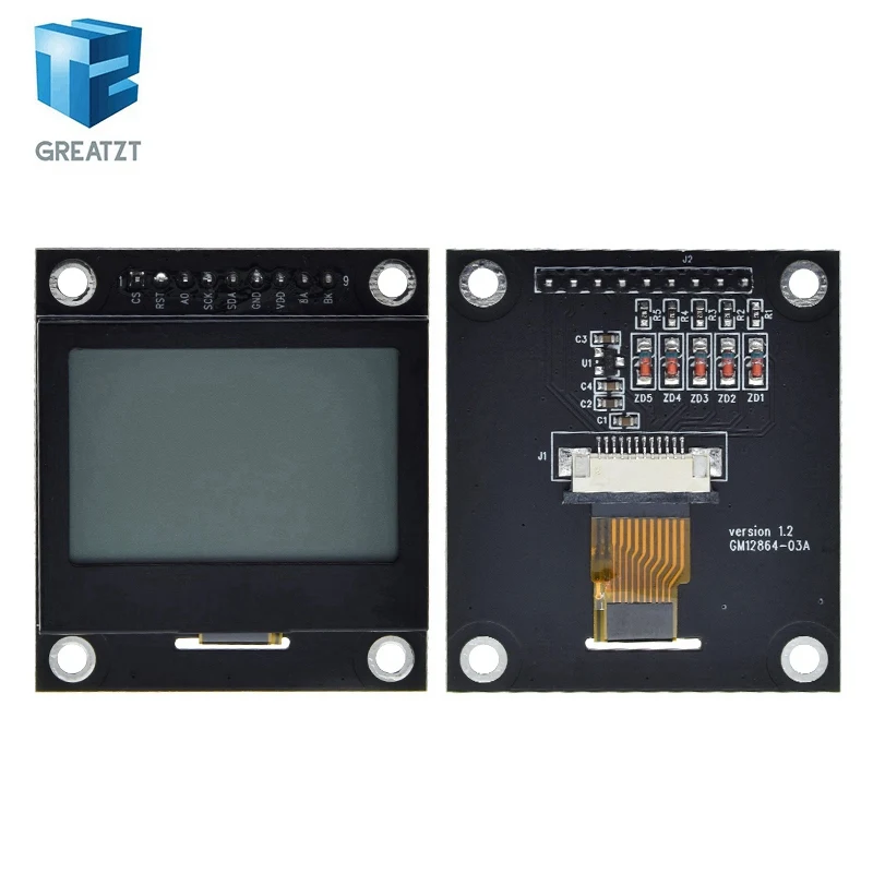 12864 ЖК-экран LCD 12864-03A модуль последовательный порт точечная матрица SPI с железной