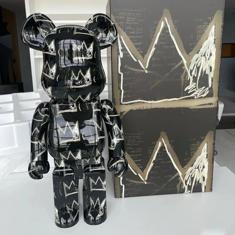 

28cm 400% Basquiat Crown Bearbrick Bear@Brick Action Figures DIY Painted Medicom Bearbrick Home Decoration Kids Christmas Gifts