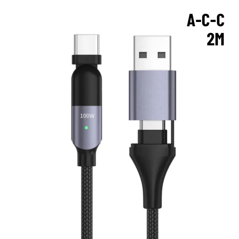 

Braided 3a Fast Charging Cord Pd 60w 3 In 1 Usb Type C Cable Rotating Data Cable Aluminum Alloy Usb Wire Cord For Macbook