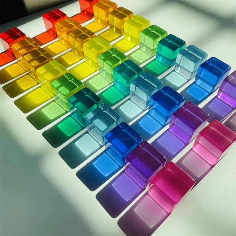 Acrylic Cubes Rainbow Gem Blocks Transparent Stacking Toys Sensory Training Crystal Toys Early Educational Toys for Children