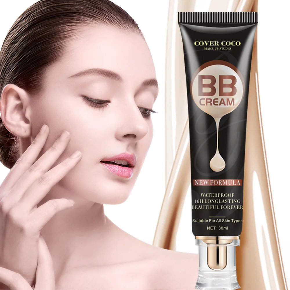 

BB Cream 30ml Brighten Even Skin Tone Liquid Foundation Moisturizing Hydrating Concealer Cover Blemishes Concel Pores Makeup1pcs