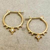 fashion 18k gold filled hoop earrings simple metal carving square inlaid zircon crystal engagement party earrings jewelry