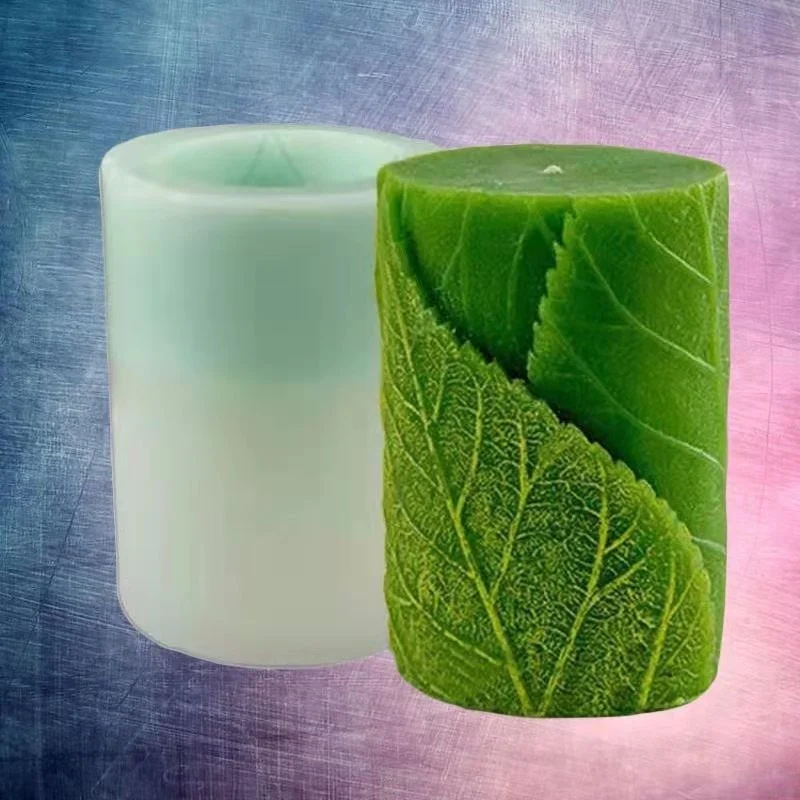 

Leaves Relief Pillar Candle Molds DIY Plaster Decor Food Grade Silicone Molds for Plaster Ornaments Making Scented Candle DIY