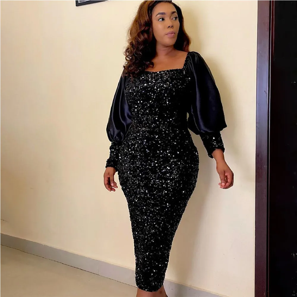 Bodyconclothes Party Women's Dress for New Year 2023 Sequin Women Clothes Sleeve Black Hip Party Dress Elegant Dresses for Women