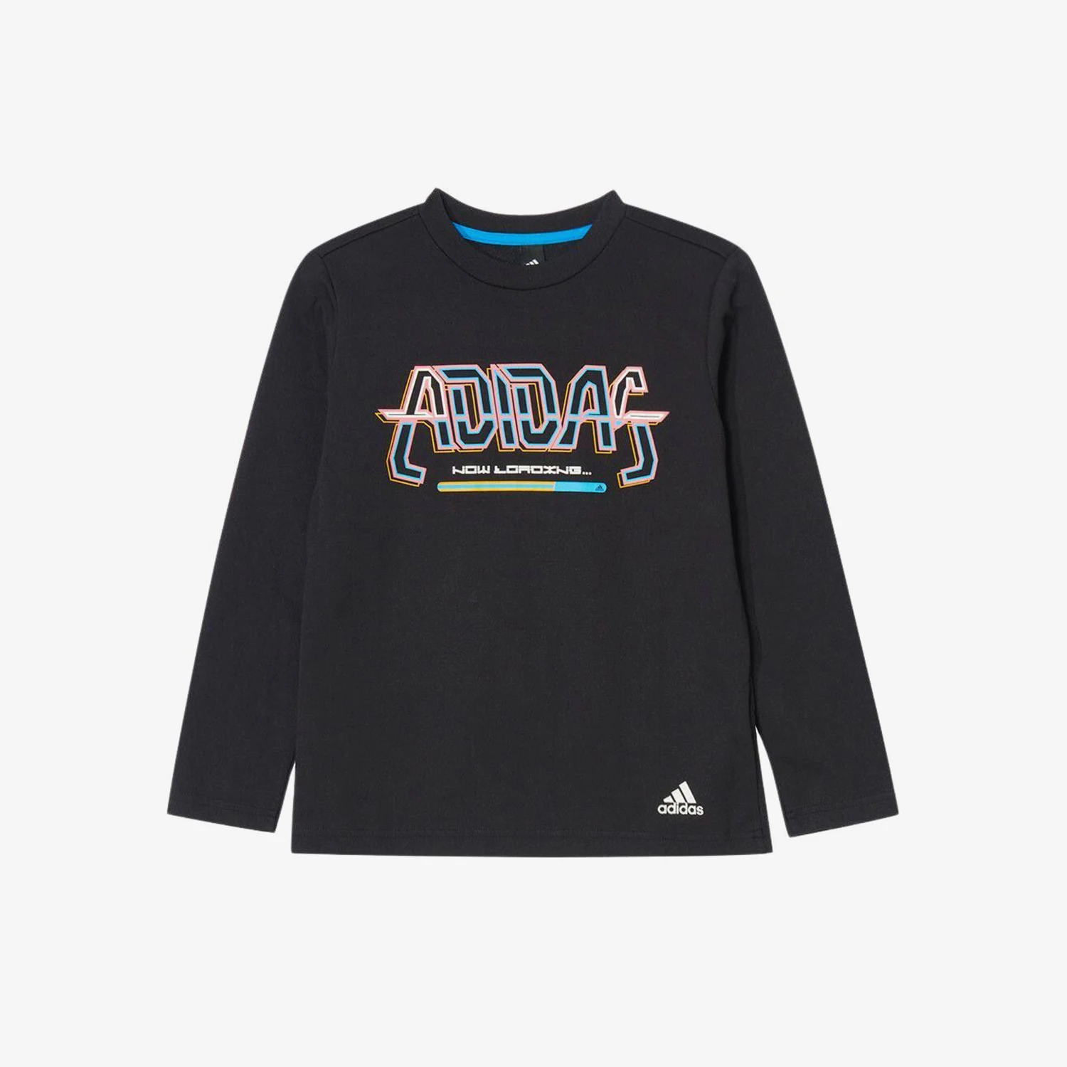 Фото Оригинальная детская спортивная футболка Adidas с длинным рукавом и буквенным принтом, модель H59757. №1