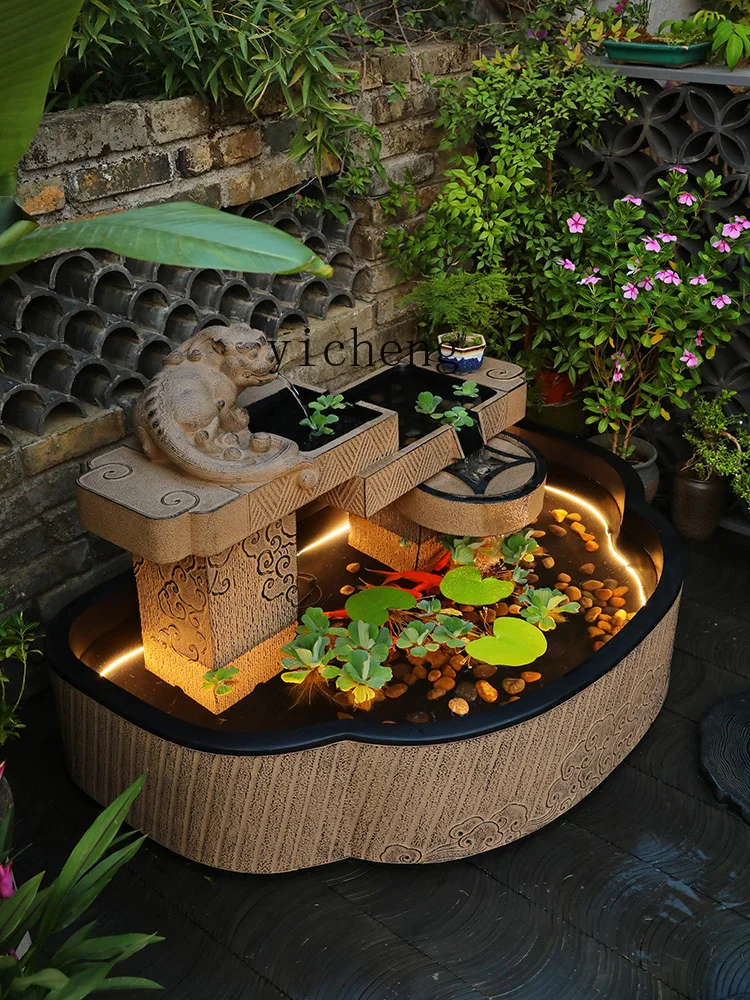 XL рыбный пруд с текущей водой уличная терраса украшение для циркулирующей воды
