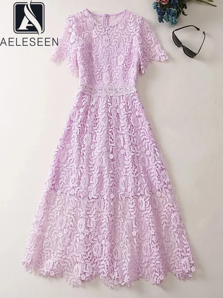 

Женское фиолетовое платье AELESEEN, подиумное модное летнее платье с цветочной вышивкой, Элегантное Длинное вечерние для отпуска