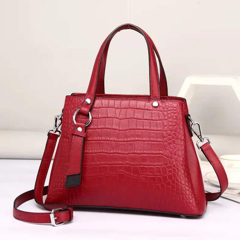 

Crocodile pattern women handbag genuine leather shoulder bag large capacity cowhide ladies messenger bags