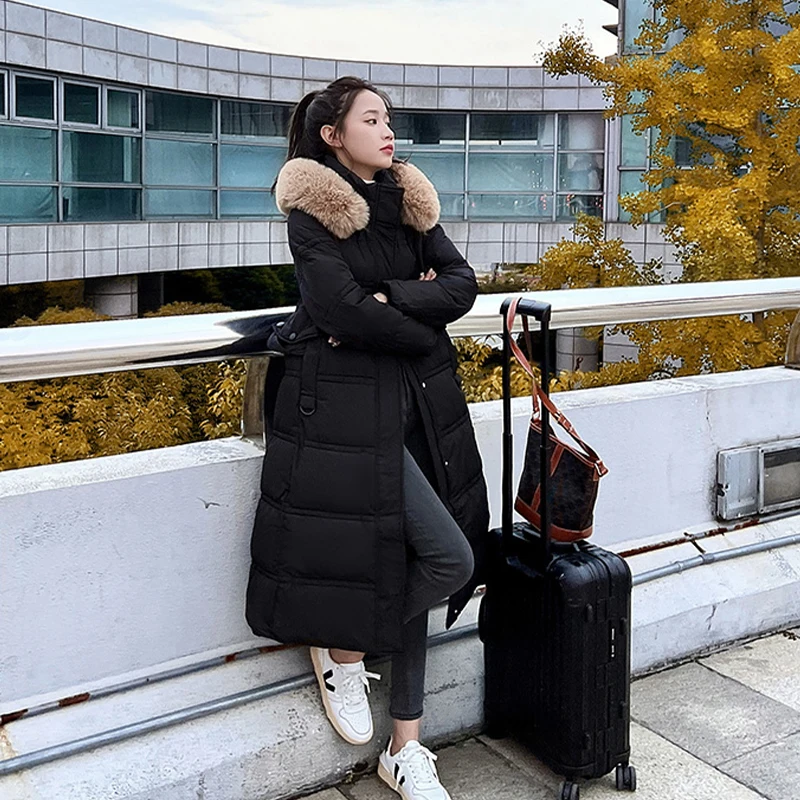 Fashion Women's Fur Collar Hooded Cotton Clothes Loose Casual Solid Warm Parka Versatile Women Thicken Winter Outerwear 2022