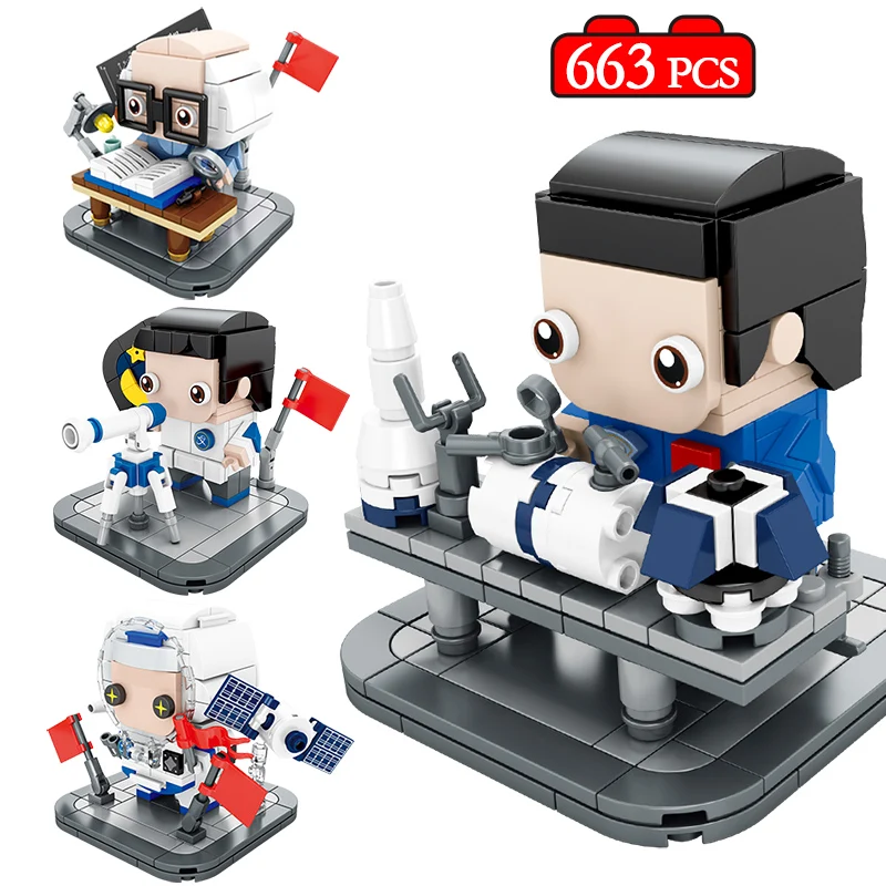 699pcs City Cute Astronaut Rocket Building Blocks Aviation Researcher Scientist Figures Bricks Toys For Kids Gifts