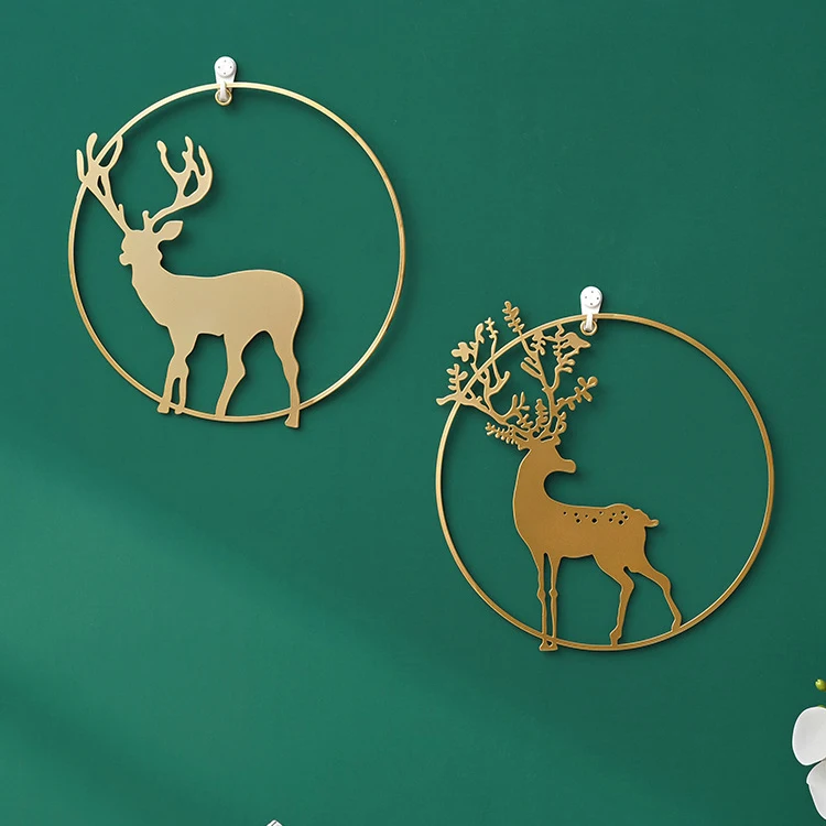 Рождественское металлическое украшение на стену с оленями декор для комнаты